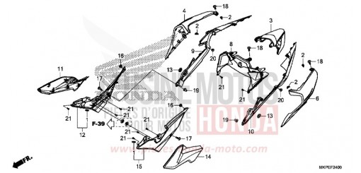 COPERTURA LATERALE/COPERTURA POSTERIORE CB500FAN di 2022